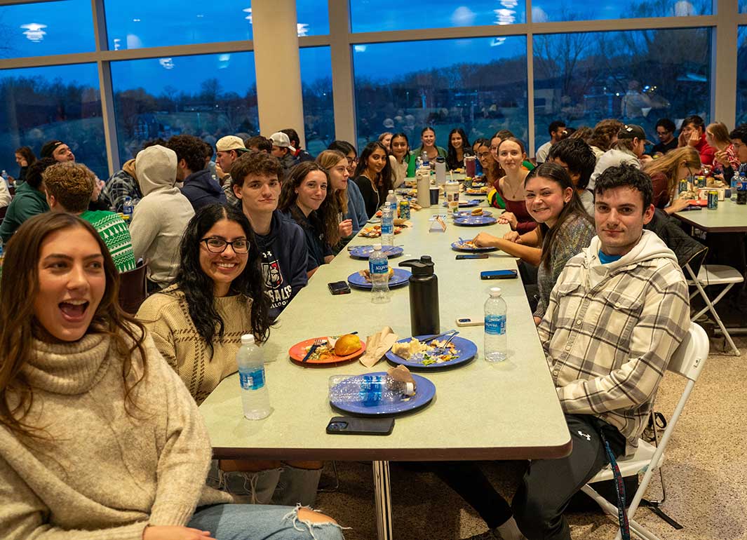 students in the dining hall