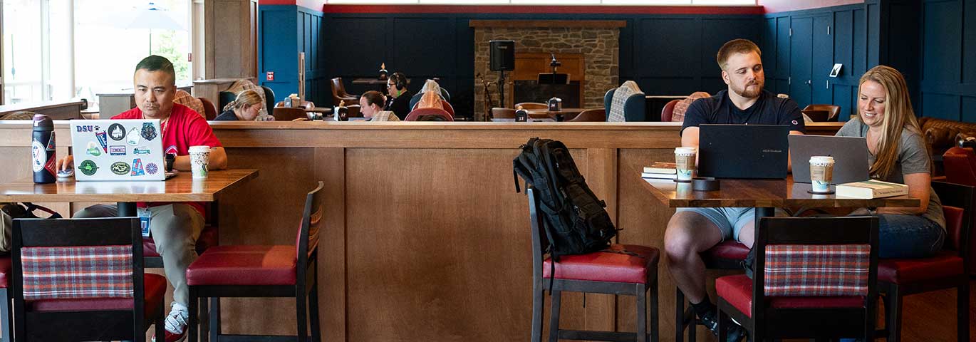 students in cafe