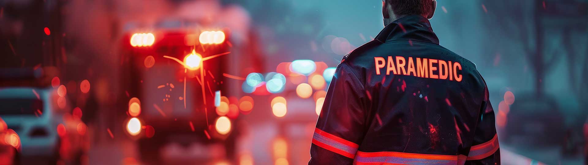 paramedic standing on busy road