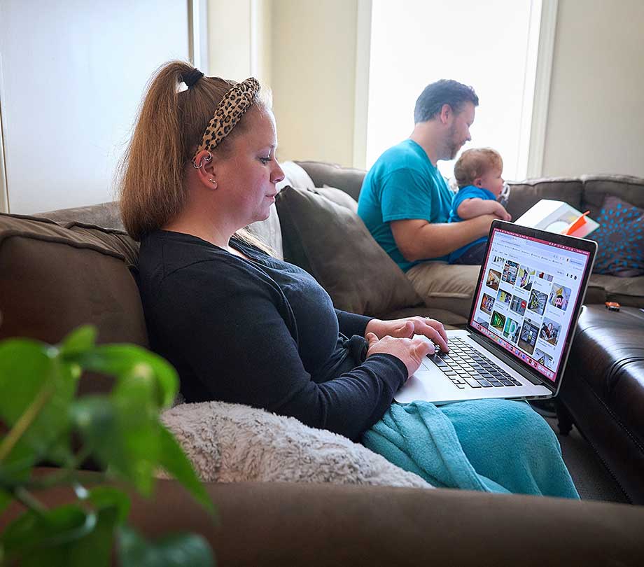 woman on laptop at home