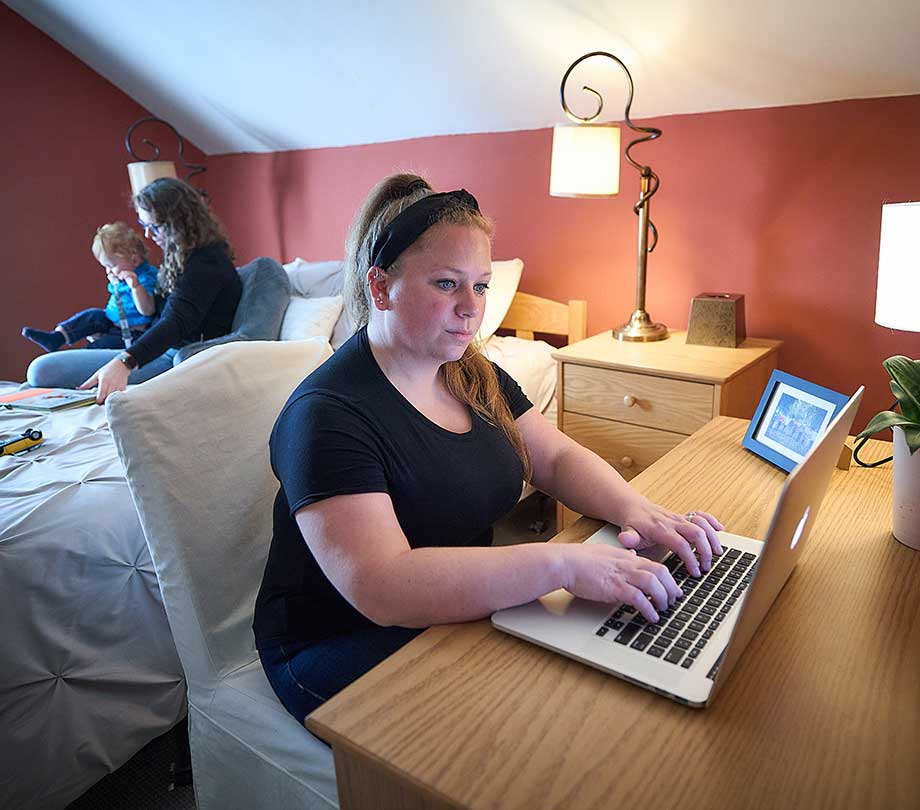 woman on laptop at home