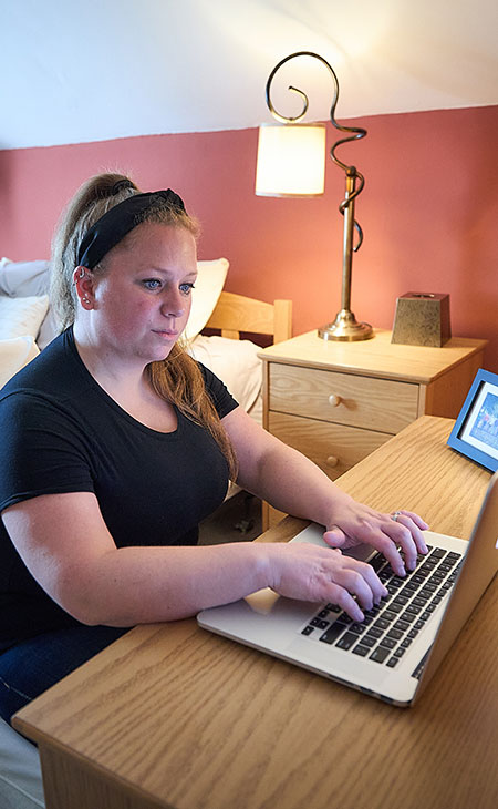woman on laptop at home